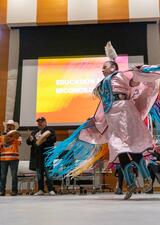 Indigenous Dancer performs at SAPL Education for Reconciliation event in the TI
